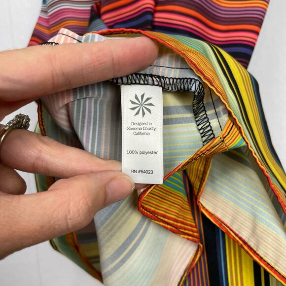 Athleta | Havana Bold Multi Color Striped Cross V-Back Midi Dress with Pockets - Picture 11 of 12